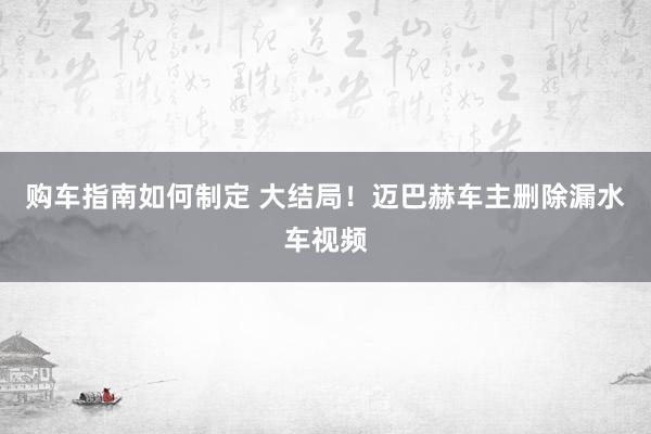 购车指南如何制定 大结局！迈巴赫车主删除漏水车视频