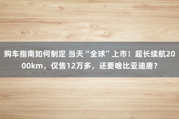 购车指南如何制定 当天“全球”上市！超长续航2000km，仅售12万多，还要啥比亚迪唐？