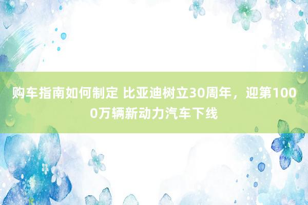 购车指南如何制定 比亚迪树立30周年，迎第1000万辆新动力汽车下线