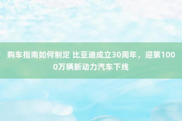 购车指南如何制定 比亚迪成立30周年，迎第1000万辆新动力汽车下线