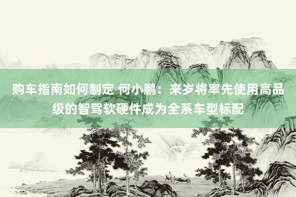 购车指南如何制定 何小鹏：来岁将率先使用高品级的智驾软硬件成为全系车型标配