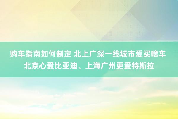 购车指南如何制定 北上广深一线城市爱买啥车 北京心爱比亚迪、上海广州更爱特斯拉