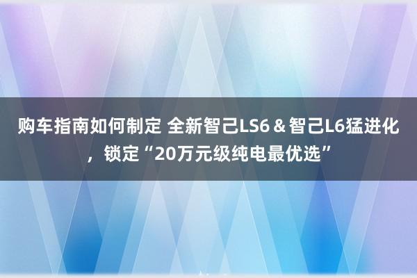 购车指南如何制定 全新智己LS6＆智己L6猛进化，锁定“20万元级纯电最优选”