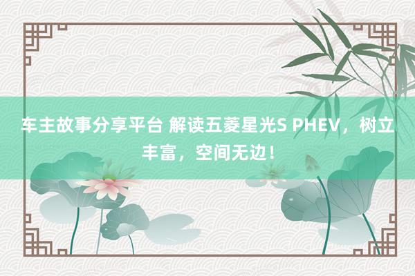 车主故事分享平台 解读五菱星光S PHEV，树立丰富，空间无边！