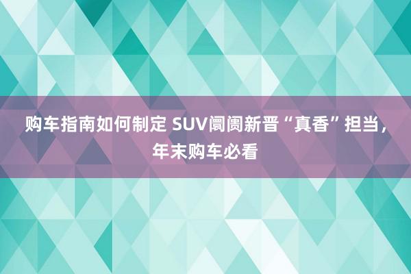 购车指南如何制定 SUV阛阓新晋“真香”担当，年末购车必看