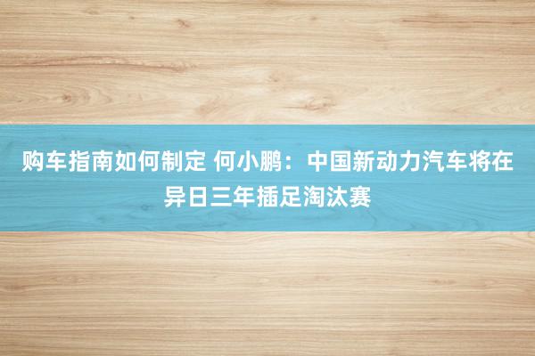 购车指南如何制定 何小鹏：中国新动力汽车将在异日三年插足淘汰赛