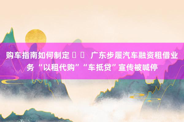 购车指南如何制定 		 广东步履汽车融资租借业务 “以租代购”“车抵贷”宣传被喊停