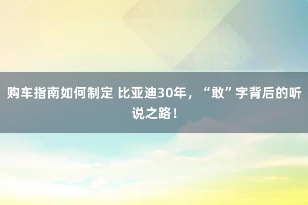 购车指南如何制定 比亚迪30年，“敢”字背后的听说之路！