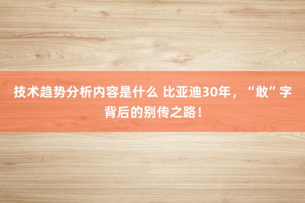 技术趋势分析内容是什么 比亚迪30年，“敢”字背后的别传之路！