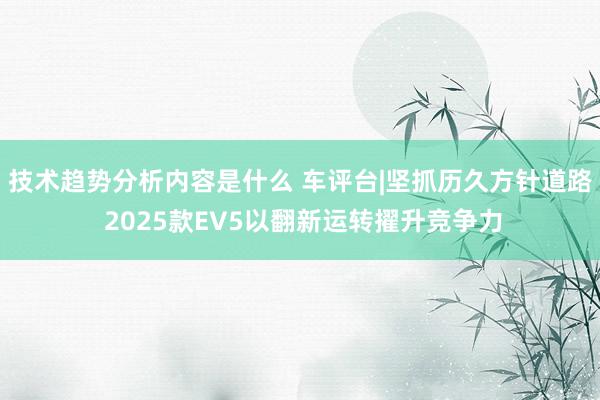 技术趋势分析内容是什么 车评台|坚抓历久方针道路 2025款EV5以翻新运转擢升竞争力