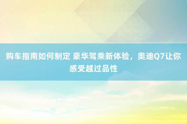 购车指南如何制定 豪华驾乘新体验，奥迪Q7让你感受越过品性