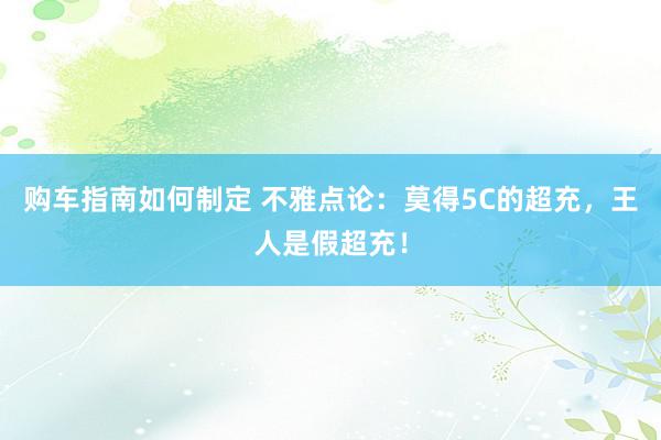 购车指南如何制定 不雅点论：莫得5C的超充，王人是假超充！