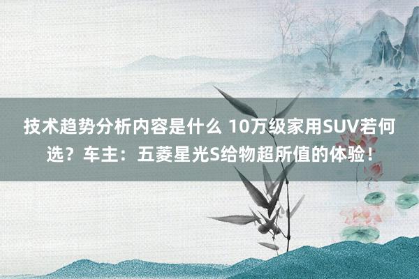 技术趋势分析内容是什么 10万级家用SUV若何选？车主：五菱星光S给物超所值的体验！