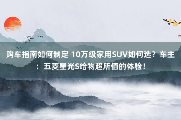 购车指南如何制定 10万级家用SUV如何选？车主：五菱星光S给物超所值的体验！