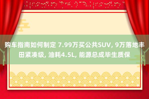 购车指南如何制定 7.99万买公共SUV, 9万落地丰田紧凑级, 油耗4.5L, 能源总成毕生质保