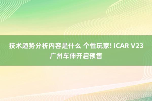 技术趋势分析内容是什么 个性玩家! iCAR V23广州车伸开启预售