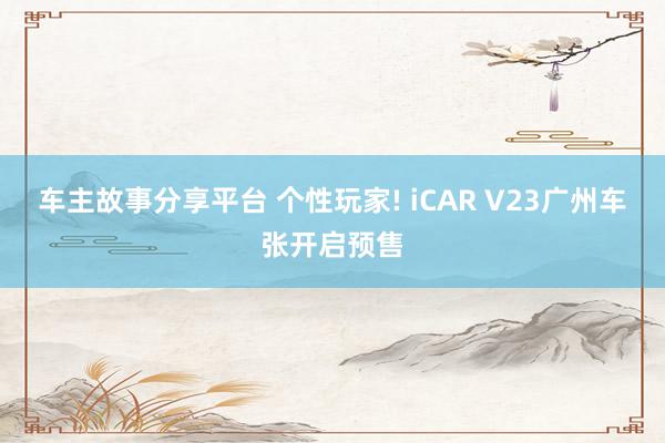 车主故事分享平台 个性玩家! iCAR V23广州车张开启预售