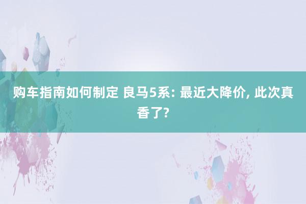 购车指南如何制定 良马5系: 最近大降价, 此次真香了?