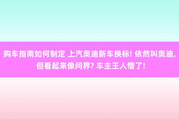 购车指南如何制定 上汽奥迪新车换标! 依然叫奥迪, 但看起来像问界? 车主王人懵了!