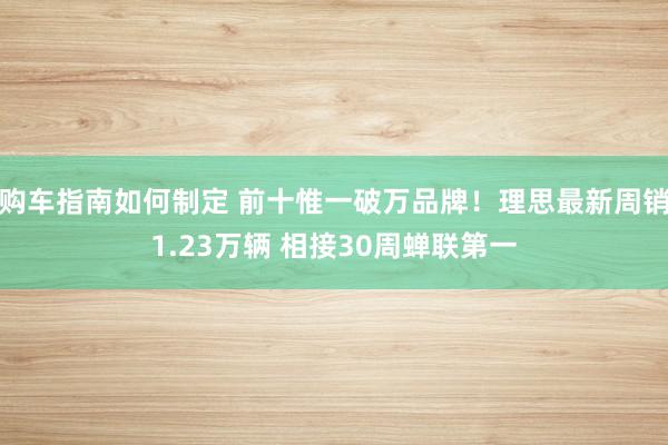 购车指南如何制定 前十惟一破万品牌！理思最新周销1.23万辆 相接30周蝉联第一