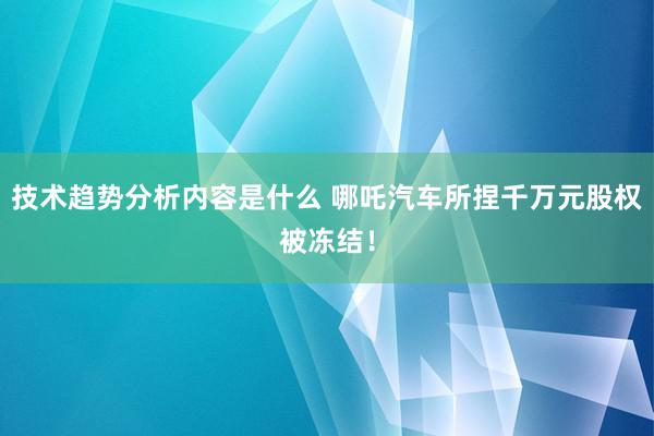 技术趋势分析内容是什么 哪吒汽车所捏千万元股权被冻结！