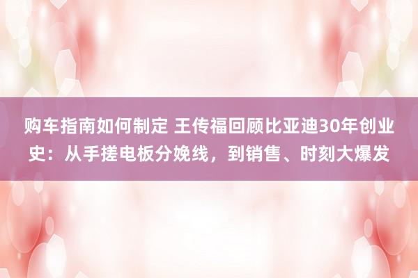 购车指南如何制定 王传福回顾比亚迪30年创业史：从手搓电板分娩线，到销售、时刻大爆发