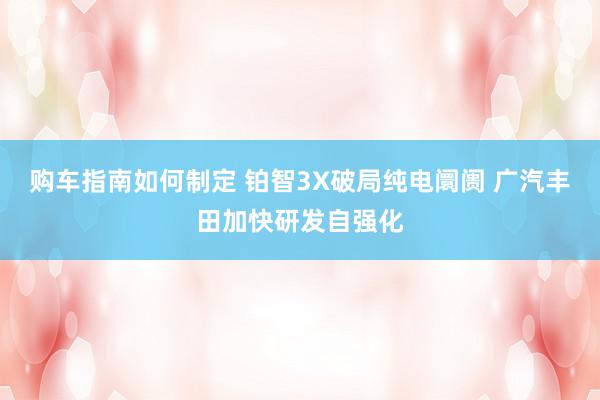 购车指南如何制定 铂智3X破局纯电阛阓 广汽丰田加快研发自强化