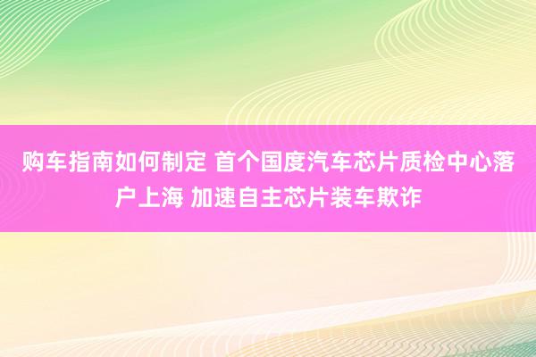 购车指南如何制定 首个国度汽车芯片质检中心落户上海 加速自主芯片装车欺诈