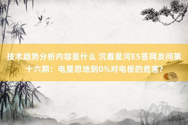 技术趋势分析内容是什么 沉着星河E5答网友问第十六期：电量忽地到0%对电板的危害?