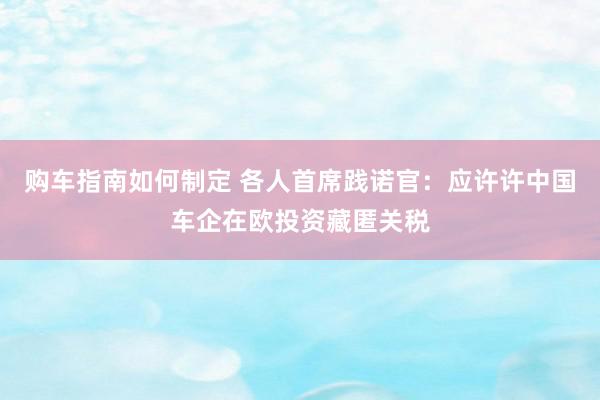 购车指南如何制定 各人首席践诺官：应许许中国车企在欧投资藏匿关税