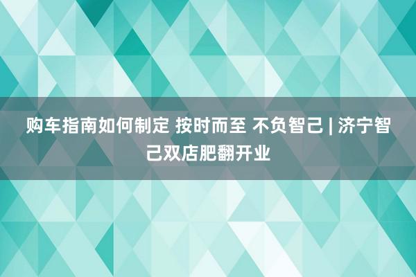 购车指南如何制定 按时而至 不负智己 | 济宁智己双店肥翻开业